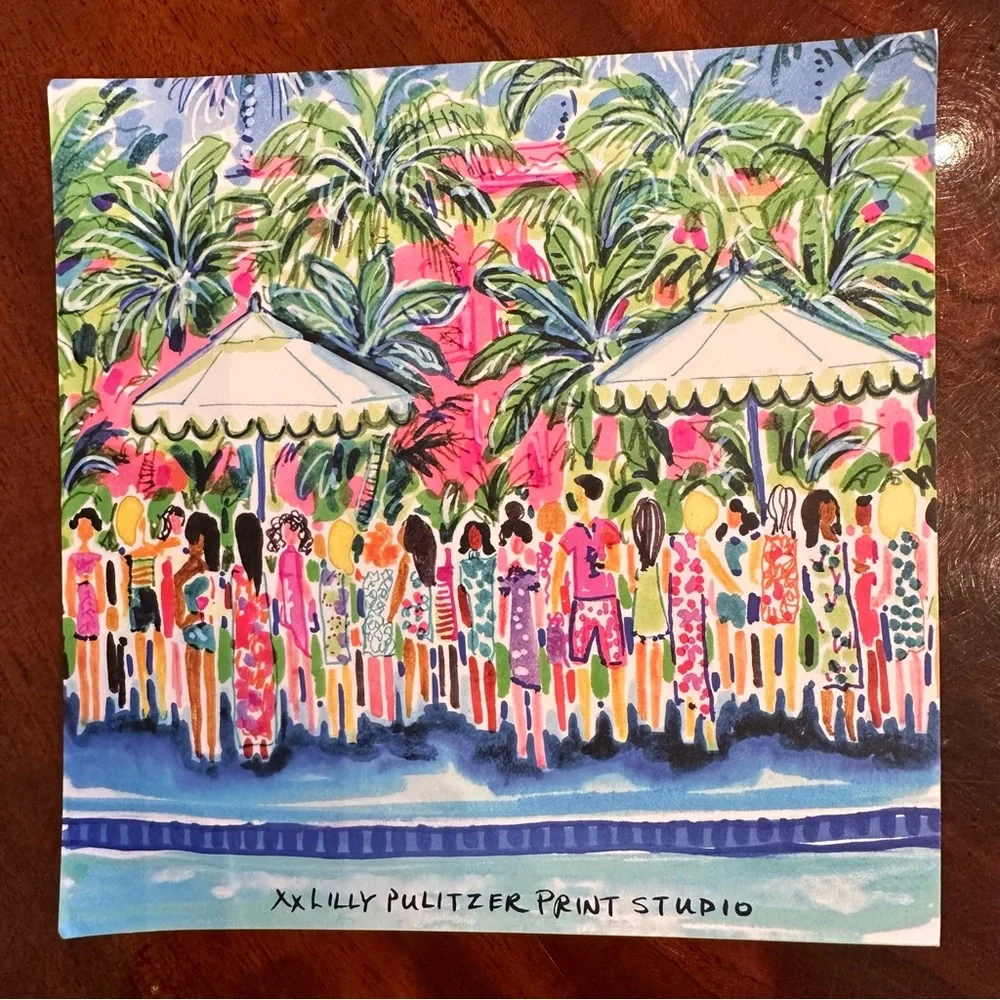Lilly Pulitzer Print Studio Pink Party Soirée 5x5 Artwork HTF